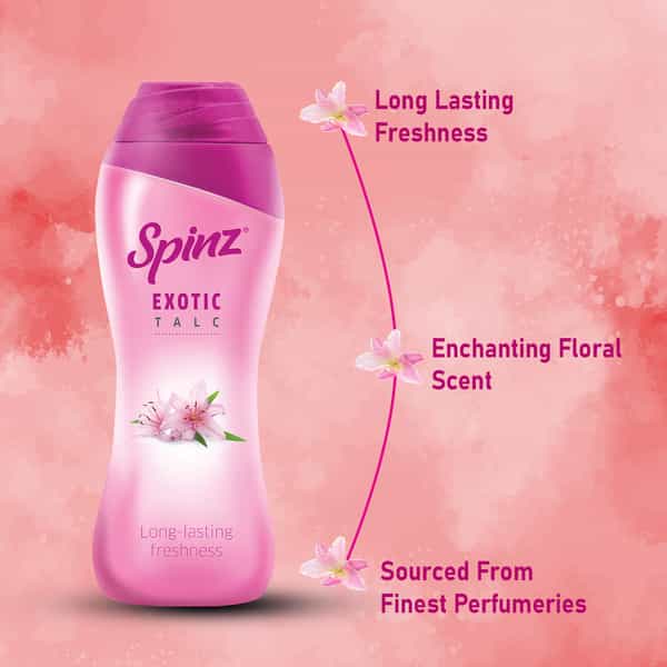 Spinz Exotic Body Talc | Soothing Fragrance Of Exotic Flowers | Talcum Powder For Women | 400 Gm