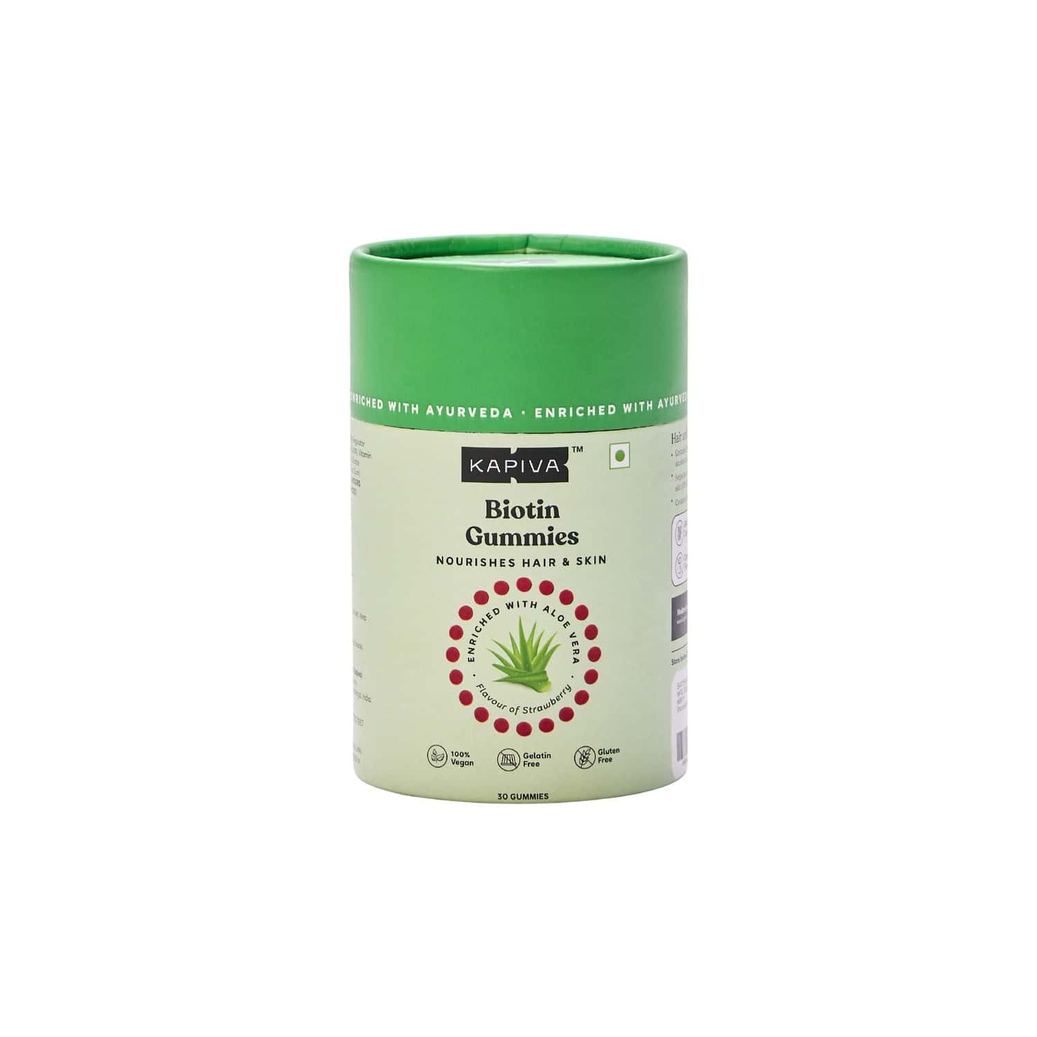 Kapiva Biotin Gummies (Pack Of 30) - With Aloe Vera | Vitamins A C E And H For Men And Women