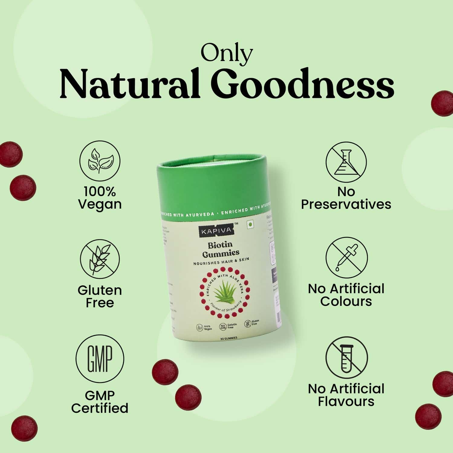 Buy KAPIVA BIOTIN GUMMIES (PACK OF 30) WITH ALOE VERA VITAMINS A C