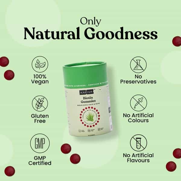 Kapiva Biotin Gummies (Pack Of 30) - With Aloe Vera | Vitamins A C E And H For Men And Women