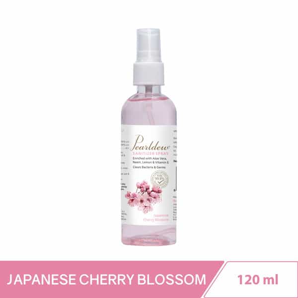Pearldew Sanitizer Spray (Cherry Blossom) 120 Ml | Aloe & Neem | Paraben Free (Pack Of 4)