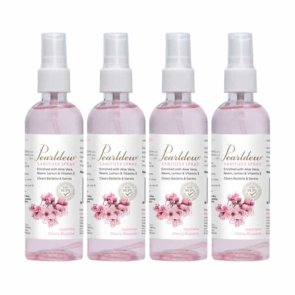 Pearldew Sanitizer Spray (Cherry Blossom) 120 Ml | Aloe & Neem | Paraben Free (Pack Of 4)