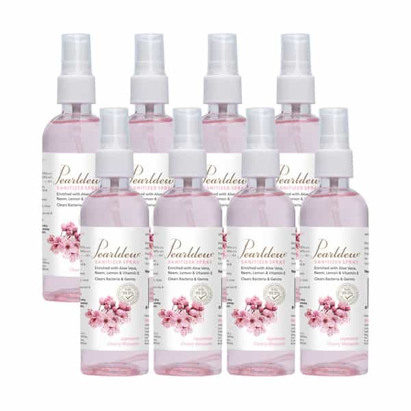 Pearldew Sanitizer Spray (Cherry Blossom) 120 Ml | Aloe & Neem | Paraben Free (Pack Of 4)