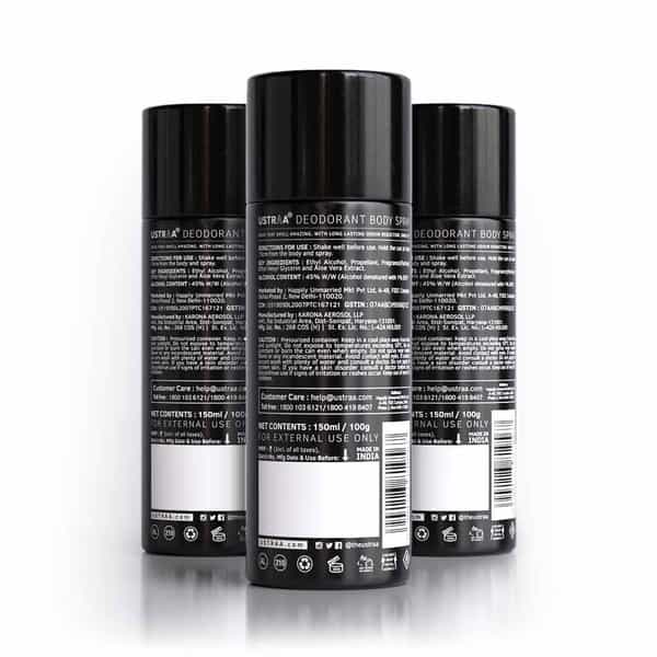 Black Deodorant Body Spray | 150 Ml- Set Of 3