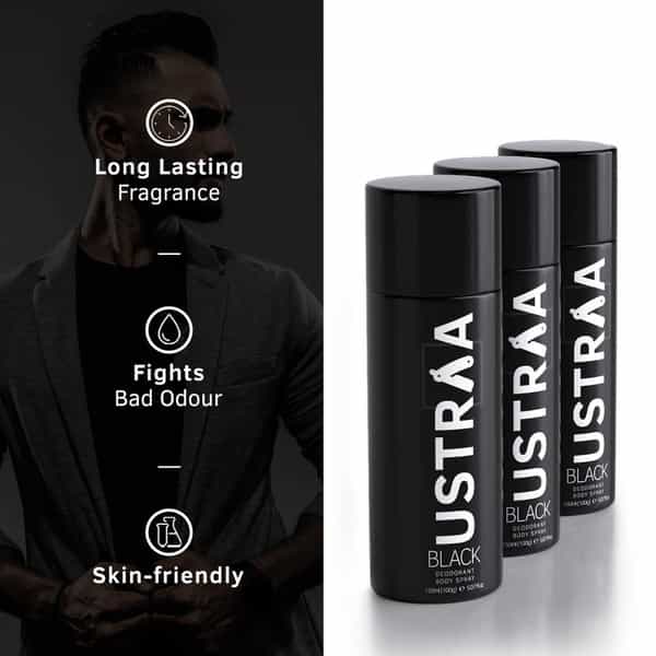 Black Deodorant Body Spray | 150 Ml- Set Of 3