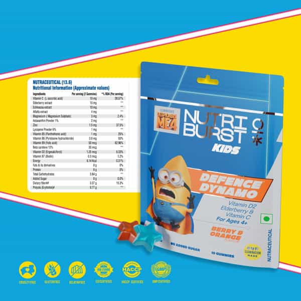 Nutriburst Defence Dynamo Minions Kids Gummies - (10 Gummies)