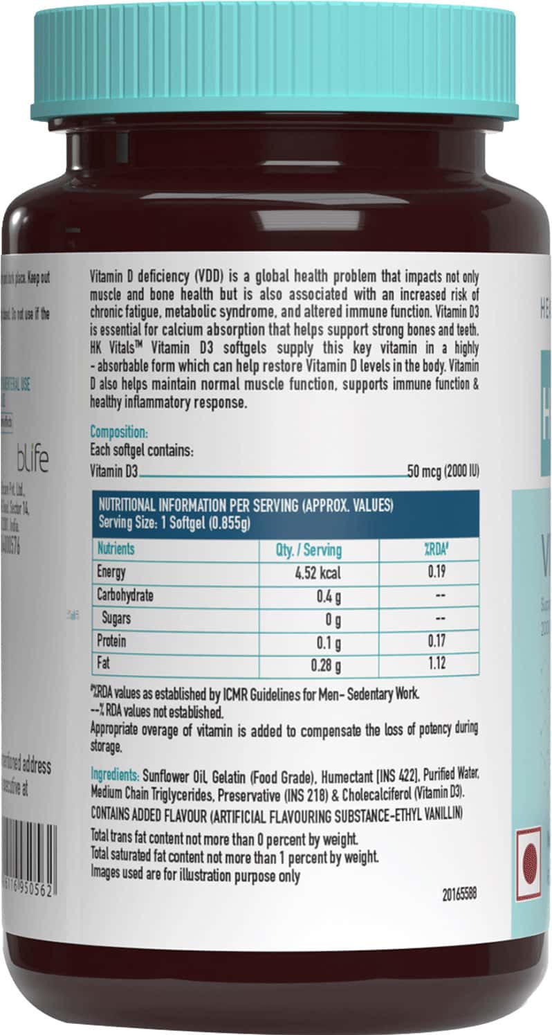 Buy HEALTHKART HK VITALS VITAMIN D3 (2000 IU) 60 CAPSULES Online & Get Upto 60 OFF at PharmEasy