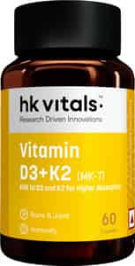 Hk Vitals Vitamin D3 + K2 (mk-7) (600 Iu) D3 And K2 For Higher Absorption (60 Capsules)