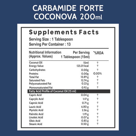 Carbamide Forte Extra Virgin Cold Pressed Coconut Oil For Coastal Andhra 200ml