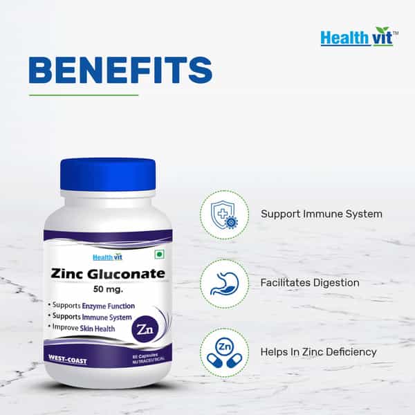 Healthvit Zinc Gluconate 50Mg -60 Capsules
