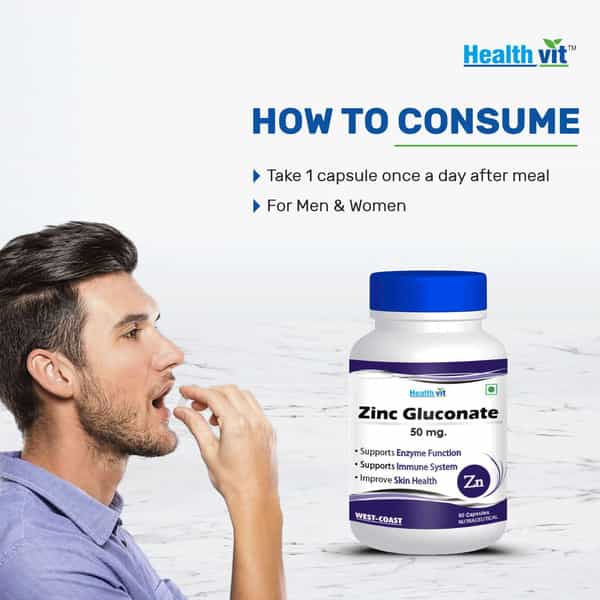 Healthvit Zinc Gluconate 50Mg -60 Capsules