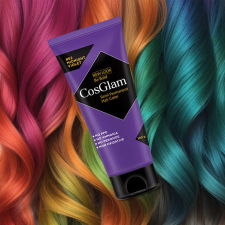 Cosglam Semi Permanent Hair Color | No Peroxide | Ammonia Free Hair Colour 62 Midnight Violet - 120g