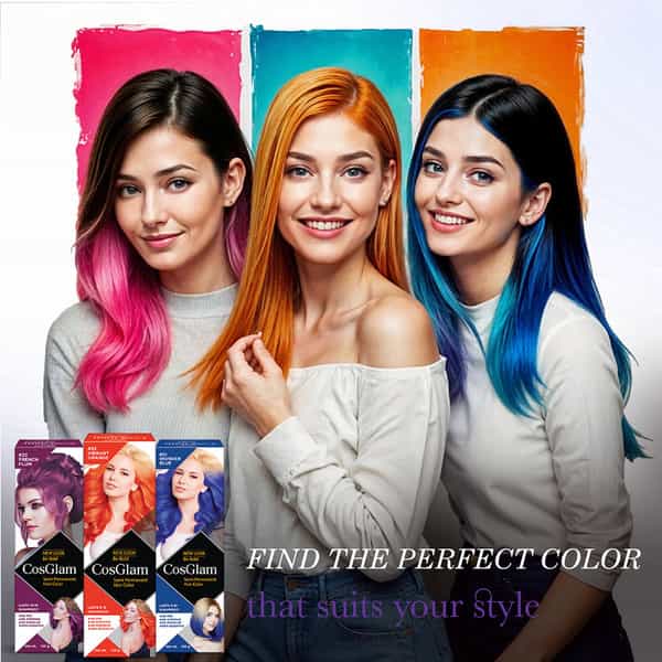 Cosglam Semi Permanent Hair Color | No Peroxide | Ammonia Free Hair Colour 62 Midnight Violet - 120G