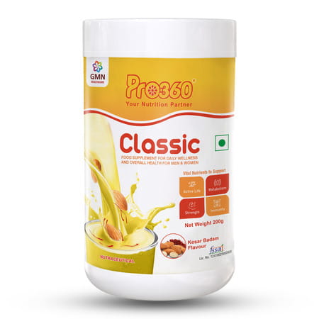 Pro360 Classic Kesar Badam Nutritional Protein Supplement Powder Jar Of 200 G