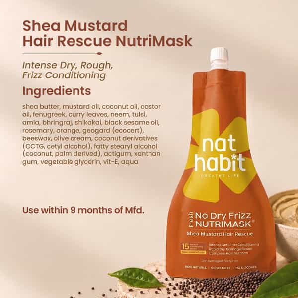 Nat Habit Cury Mustard Fresh Hair Mask (Nutrimask) Anti-Greying | Hair Smoothening (40G)