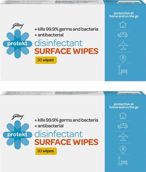 Godrej Protekt Disinfectant Surface Wipes Kills 99.9% Germs And Bacteria Home And Travel -60 Wipes