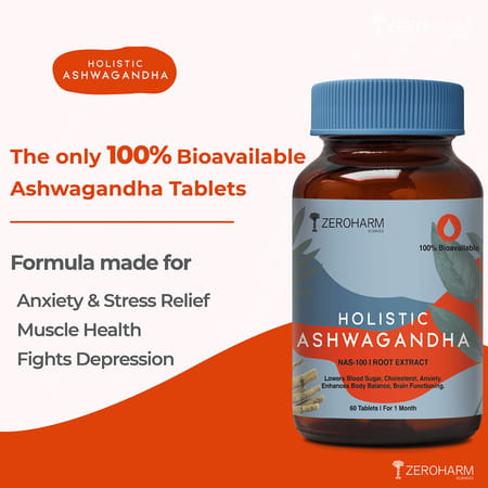 Holistic Ashwagandha|Fight Against Stress & Anxiety| Improves Fertility-60 Tab