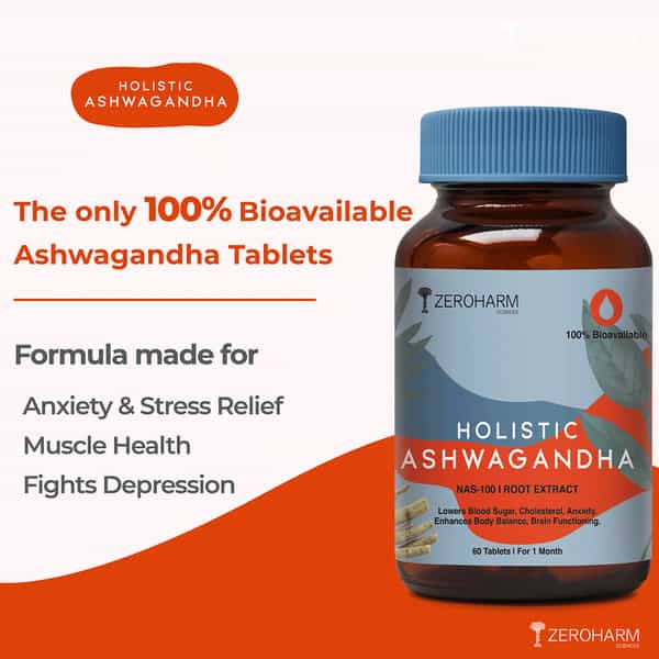 Holistic Ashwagandha|Fight Against Stress & Anxiety| Improves Fertility-60 Tab