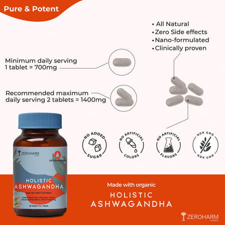 Holistic Ashwagandha|Fight Against Stress & Anxiety| Improves Fertility-60 Tab