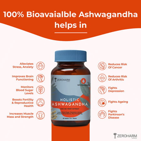 Holistic Ashwagandha|Fight Against Stress & Anxiety| Improves Fertility-60 Tab
