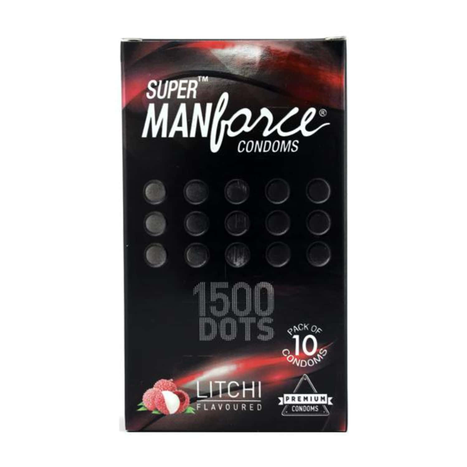 Super Manforce 1500 Dots Litchi Flavoured - Pack Of 10 Condoms