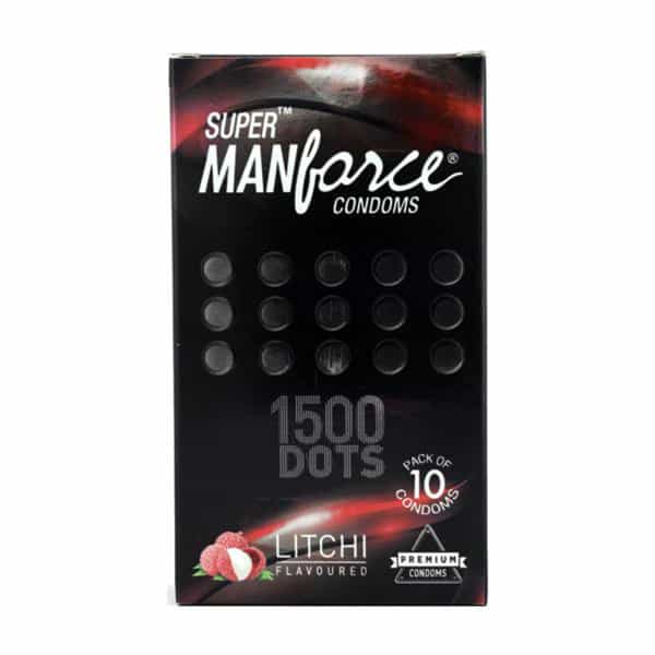 Super Manforce 1500 Dots Litchi Flavoured - Pack Of 10 Condoms