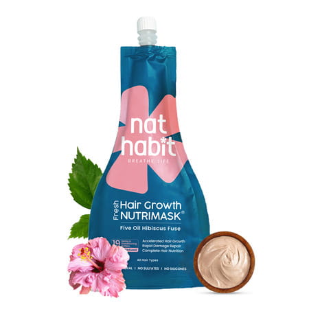Nat Habit 5-Oil Hibiscus Fresh Hair Mask (Nutrimask) For Hair Growth (40g)
