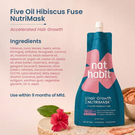 Nat Habit 5-Oil Hibiscus Fresh Hair Mask (Nutrimask) For Hair Growth (40G)