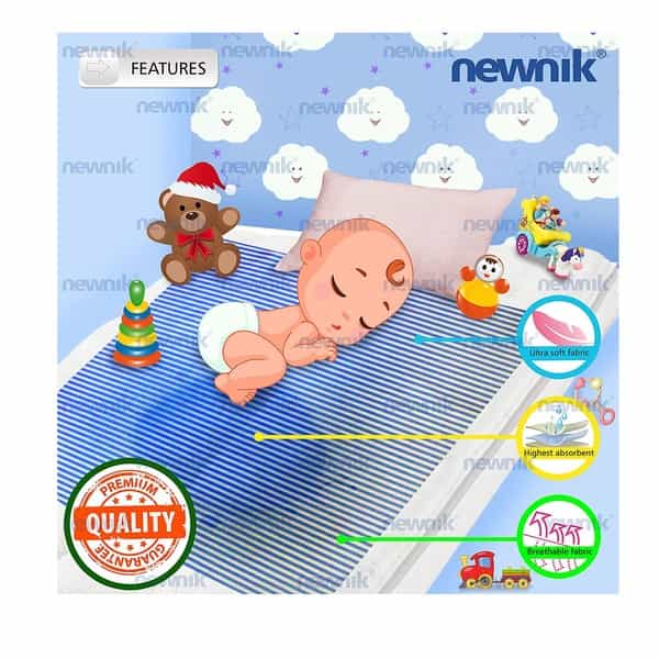 Newnik Cozymat Stripy Soft Waterproof Reusable Matmattress Protector(Medium(70Cm*100Cm) Blueberry) 1