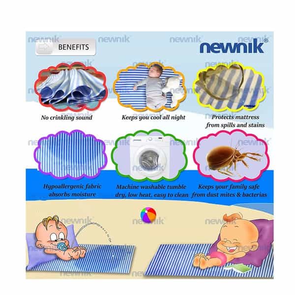 Newnik Cozymat Stripy Soft Waterproof Reusable Matmattress Protector(Medium(70Cm*100Cm) Blueberry) 1