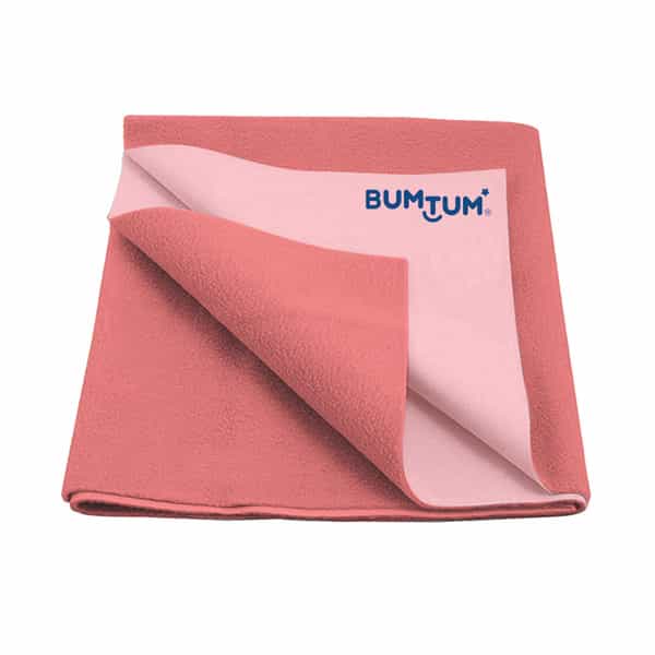Bumtum Dry Sheet Instadry Leakproof Baby Bed Protector ( Baby Pink Large Size 100*140Cm|Pack Of 1)
