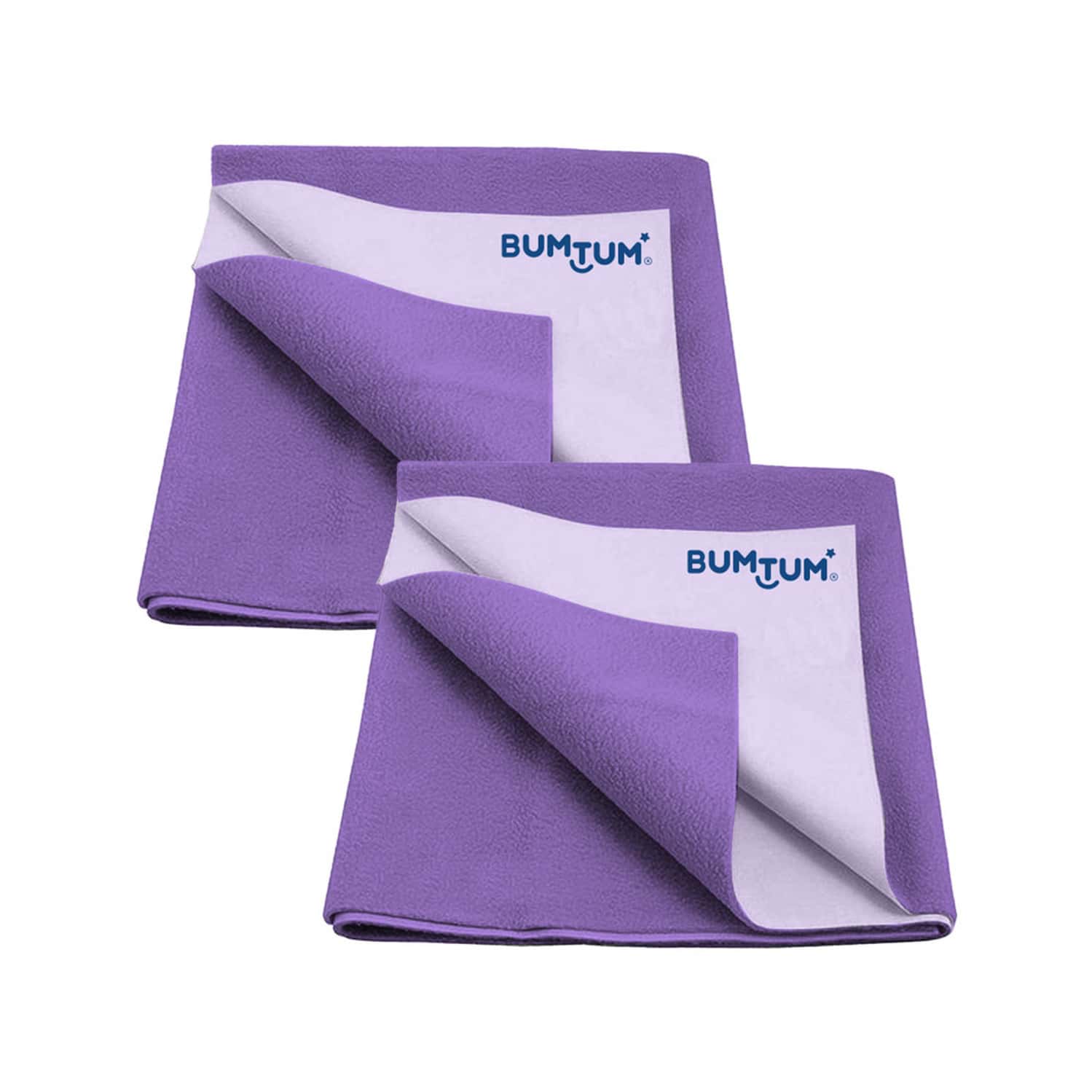 Bumtum Dry Sheet Instadry Leakproof Baby Bed Protector (Lilac Medium Size 100*70cm | Pack Of 2)