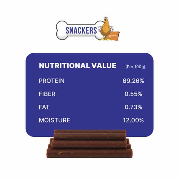 Snackers Dental Chewy Stick Chicken Dog Treats | 200 G