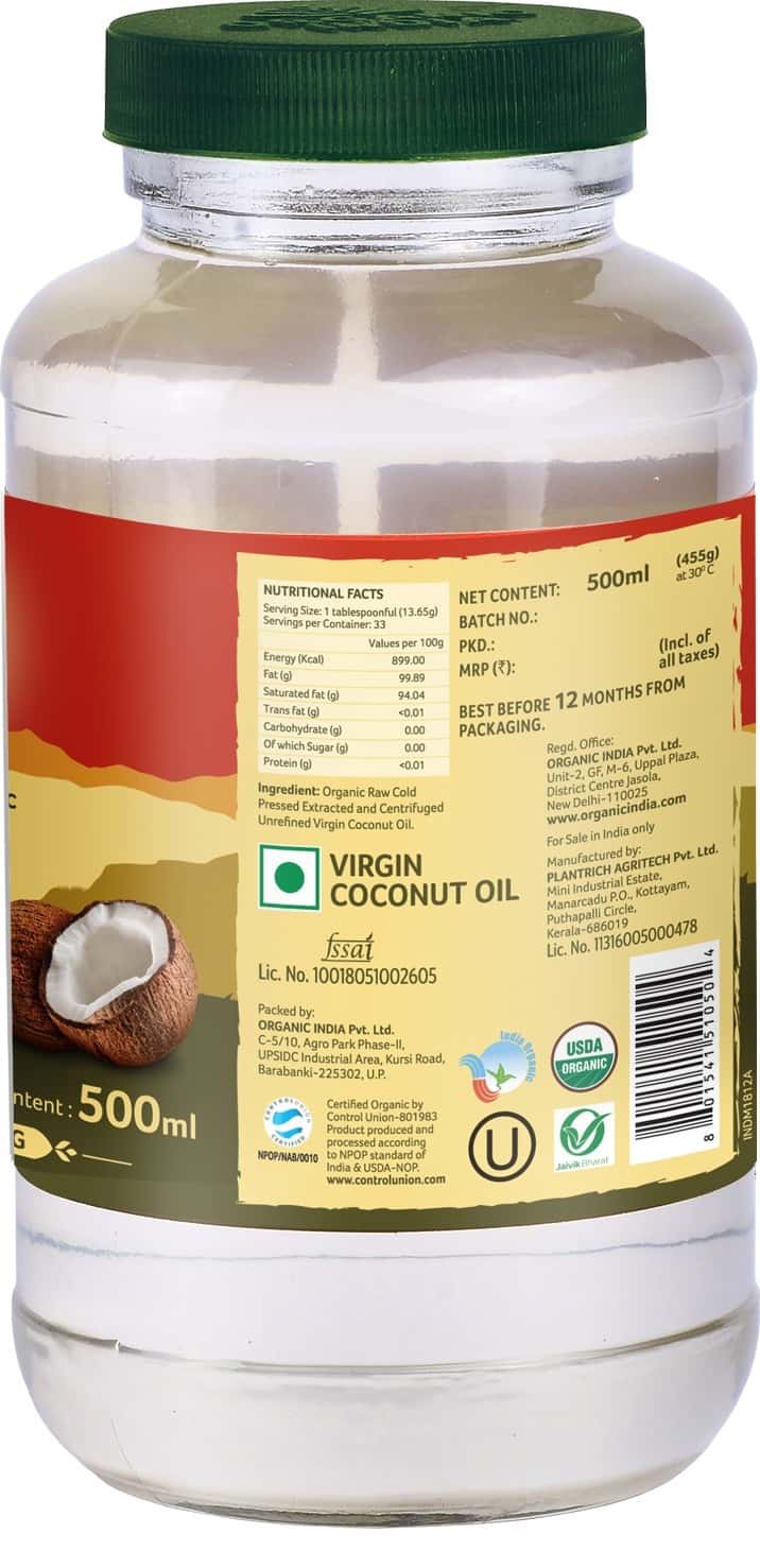 Buy ORGANIC INDIA VIRGIN COCONUT OIL 500 ML Online & Get Upto 60 OFF at PharmEasy