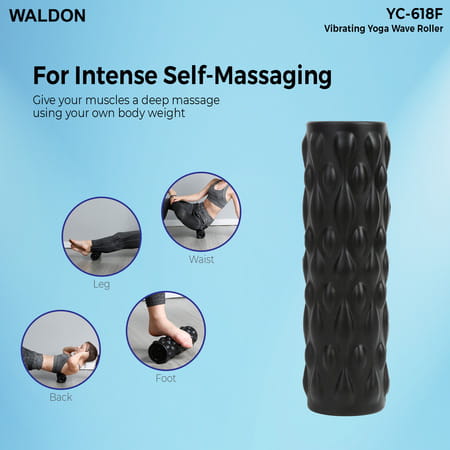 Dr. Odin Waldon Yc-618F Electric Vibrating Foam Yoga Roller Wave Pattern For Pain Relief (Black)