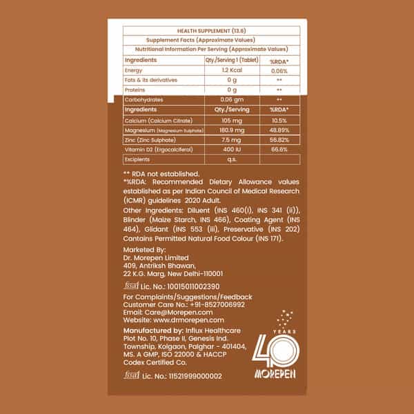 Dr. Morepen Calcium+ Advanced | Bones Joints & Muscles | Veg Tablets | 120 No's