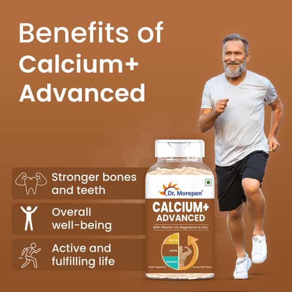 Dr. Morepen Calcium+ Advanced | Bones Joints & Muscles | Veg Tablets | 120 No's