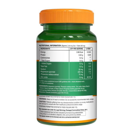 Pure Nutrition Magnesium Glycinate Supplement With Zinc | Supports Stress Relief | 120 Veg Tablets