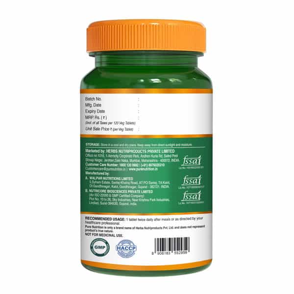 Pure Nutrition Magnesium Glycinate Supplement With Zinc | Supports Stress Relief | 120 Veg Tablets