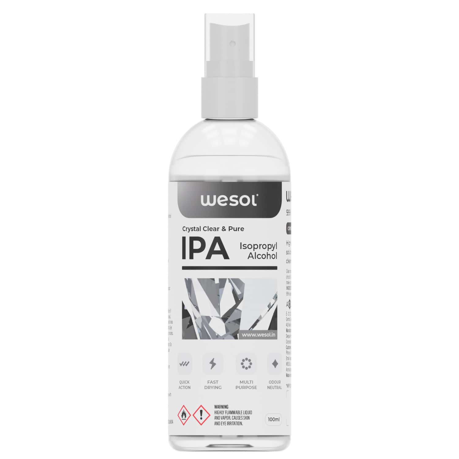 Wesol Ipa Isopropyl Alcohol 99.9% Electronics Cleaner Spray 100 Ml