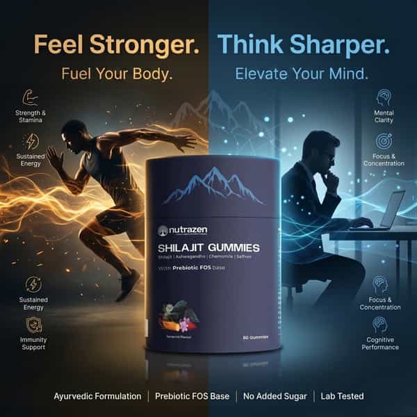 Nutrazen Shilajit Gummies | Himalayan Shilajit | Tamarind Flavour | 60 Pcs