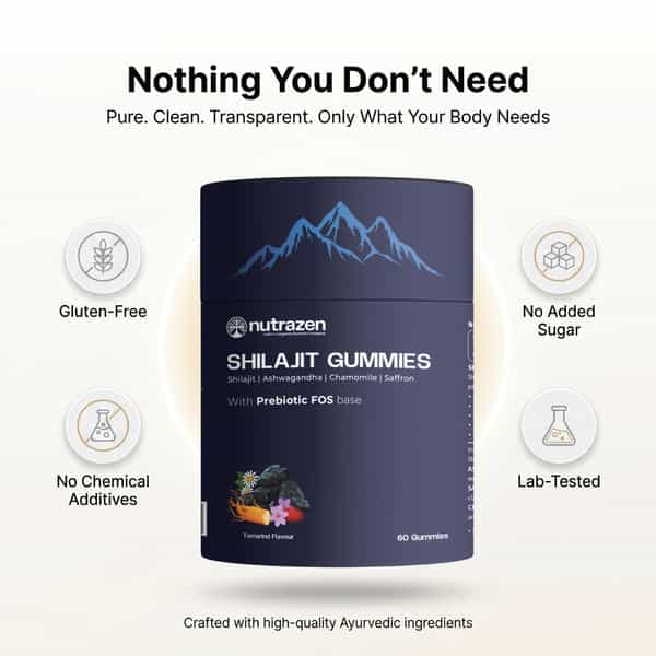 Nutrazen Shilajit Gummies | Himalayan Shilajit | Tamarind Flavour | 60 Pcs