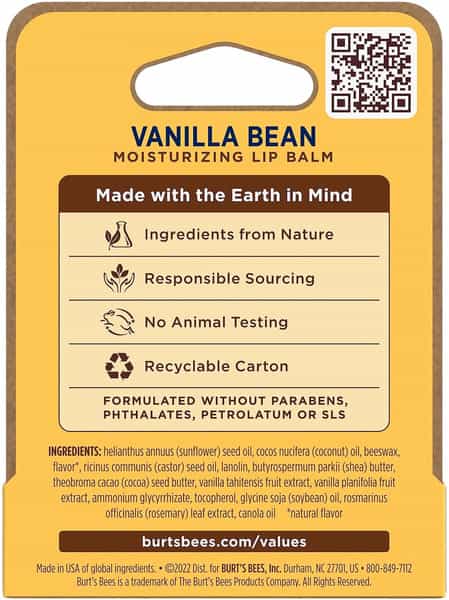 Burt's Bees Lip Balm | Vanilla Bean | 4.25G