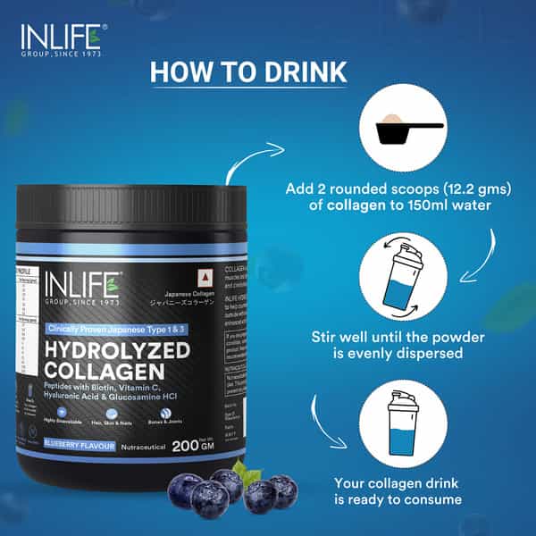 Inlife Japanese Collagen Supplements For Women & Men (Blueberry | Collagen | 200G)