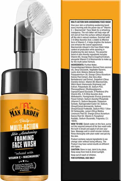 Man Arden Daily Multi-Action Skin-Awakeing Foaming Face Wash Vitamin Cno Sls 120Ml
