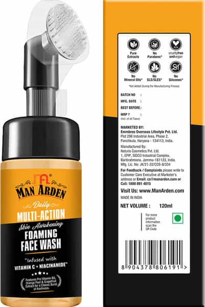 Man Arden Daily Multi-Action Skin-Awakeing Foaming Face Wash Vitamin Cno Sls 120Ml