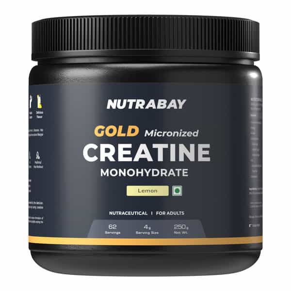 Nutrabay Gold Micronised Creatine Monohydrate - 250G | Lemon|Pre/Post Workout Supplement