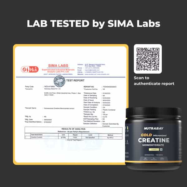 Nutrabay Gold Micronised Creatine Monohydrate - 250G | Lemon|Pre/Post Workout Supplement