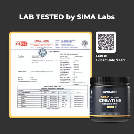 Nutrabay Gold Micronised Creatine Monohydrate - 250G | Lemon|Pre/Post Workout Supplement