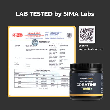 Nutrabay Gold Micronised Creatine Monohydrate - 250g | Lemon|Pre/Post Workout Supplement